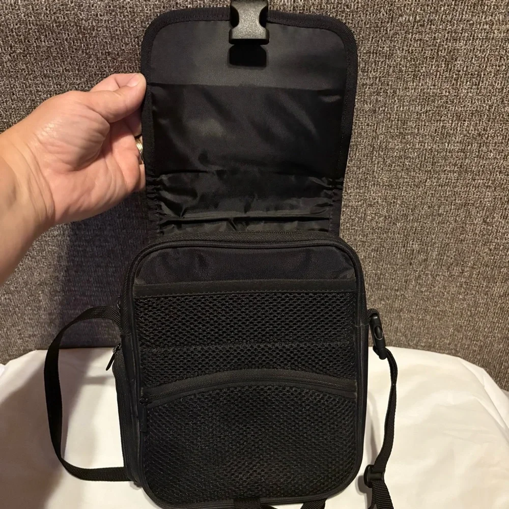 Nintendo DS Mario Carrying Case‎ Bag Black Strap Pockets Buckle Zippered